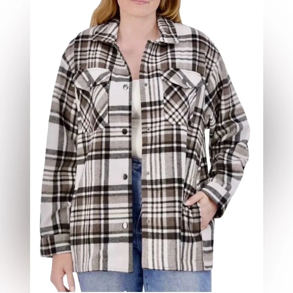 HFX Womens Plaid Shirt Jacket
